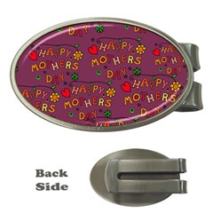 Happy Mothers Day Text Tiling Pattern Money Clips (oval)  by Nexatart