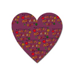 Happy Mothers Day Text Tiling Pattern Heart Magnet by Nexatart