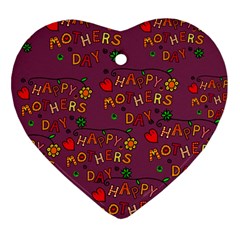 Happy Mothers Day Text Tiling Pattern Heart Ornament (two Sides) by Nexatart