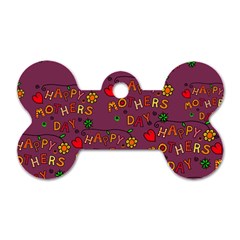 Happy Mothers Day Text Tiling Pattern Dog Tag Bone (two Sides) by Nexatart