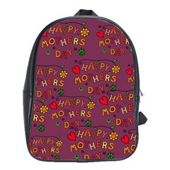 Happy Mothers Day Text Tiling Pattern School Bags(large)  by Nexatart