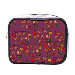 Happy Mothers Day Text Tiling Pattern Mini Toiletries Bags by Nexatart