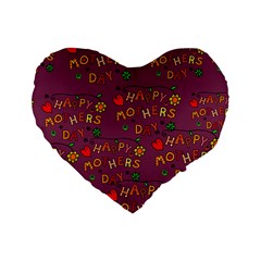 Happy Mothers Day Text Tiling Pattern Standard 16  Premium Heart Shape Cushions by Nexatart