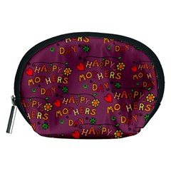 Happy Mothers Day Text Tiling Pattern Accessory Pouches (medium)  by Nexatart