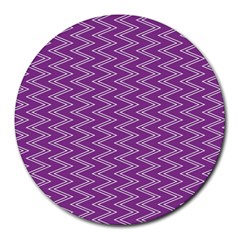 Purple Zig Zag Pattern Background Wallpaper Round Mousepads by Nexatart