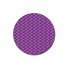 Purple Zig Zag Pattern Background Wallpaper Rubber Round Coaster (4 Pack)  by Nexatart