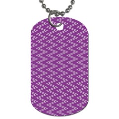 Purple Zig Zag Pattern Background Wallpaper Dog Tag (one Side) by Nexatart