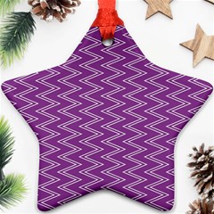 Purple Zig Zag Pattern Background Wallpaper Star Ornament (two Sides) by Nexatart