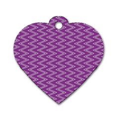 Purple Zig Zag Pattern Background Wallpaper Dog Tag Heart (one Side) by Nexatart