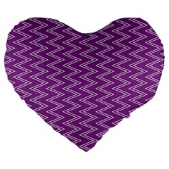 Purple Zig Zag Pattern Background Wallpaper Large 19  Premium Heart Shape Cushions by Nexatart