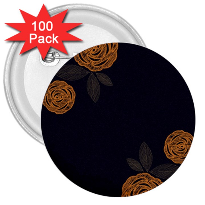 Floral Roses Seamless Pattern Vector Background 3  Buttons (100 pack) 