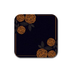 Floral Roses Seamless Pattern Vector Background Rubber Square Coaster (4 pack) 