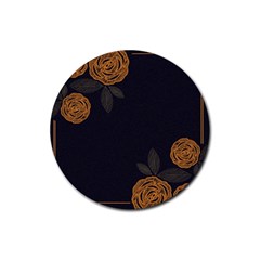 Floral Roses Seamless Pattern Vector Background Rubber Coaster (Round) 