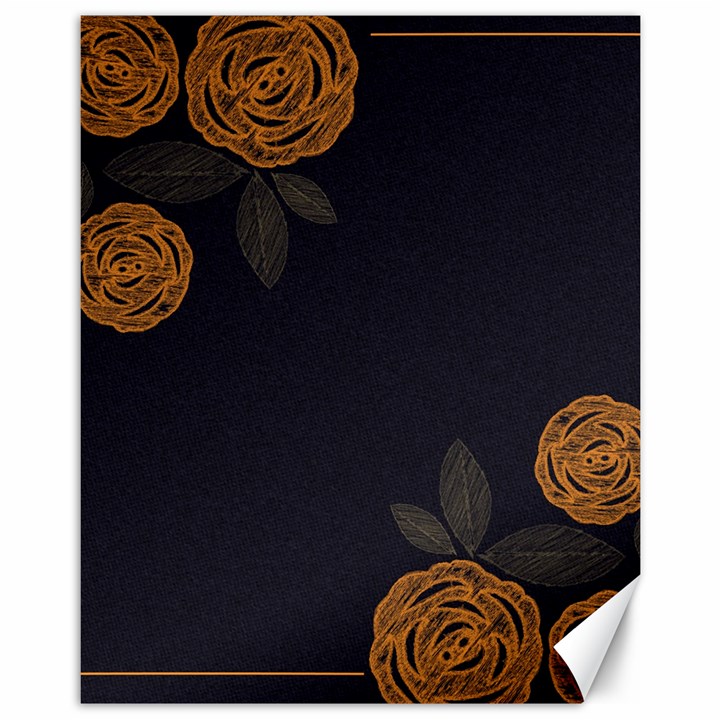 Floral Roses Seamless Pattern Vector Background Canvas 11  x 14  