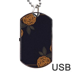 Floral Roses Seamless Pattern Vector Background Dog Tag USB Flash (One Side)