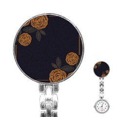 Floral Roses Seamless Pattern Vector Background Stainless Steel Nurses Watch