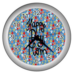 Happy Mothers Day Celebration Wall Clocks (silver)  by Nexatart