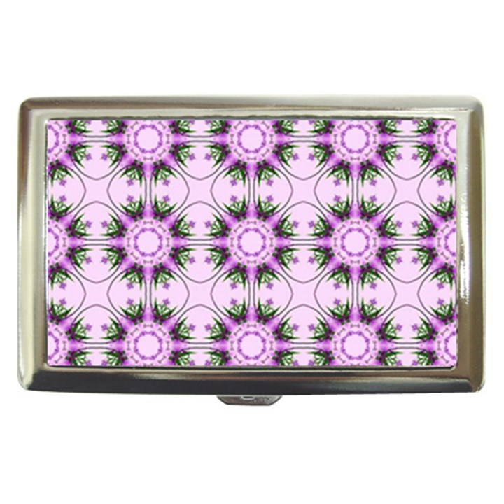 Pretty Pink Floral Purple Seamless Wallpaper Background Cigarette Money Cases