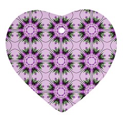 Pretty Pink Floral Purple Seamless Wallpaper Background Heart Ornament (two Sides) by Nexatart