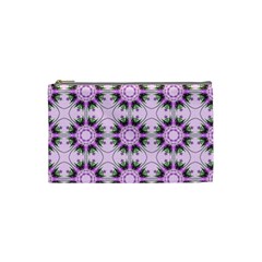 Pretty Pink Floral Purple Seamless Wallpaper Background Cosmetic Bag (small)  by Nexatart