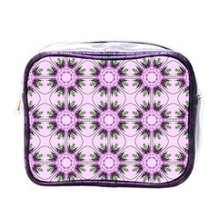 Pretty Pink Floral Purple Seamless Wallpaper Background Mini Toiletries Bags by Nexatart