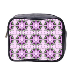 Pretty Pink Floral Purple Seamless Wallpaper Background Mini Toiletries Bag 2-side by Nexatart