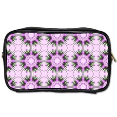 Pretty Pink Floral Purple Seamless Wallpaper Background Toiletries Bags by Nexatart