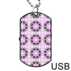 Pretty Pink Floral Purple Seamless Wallpaper Background Dog Tag Usb Flash (one Side) by Nexatart