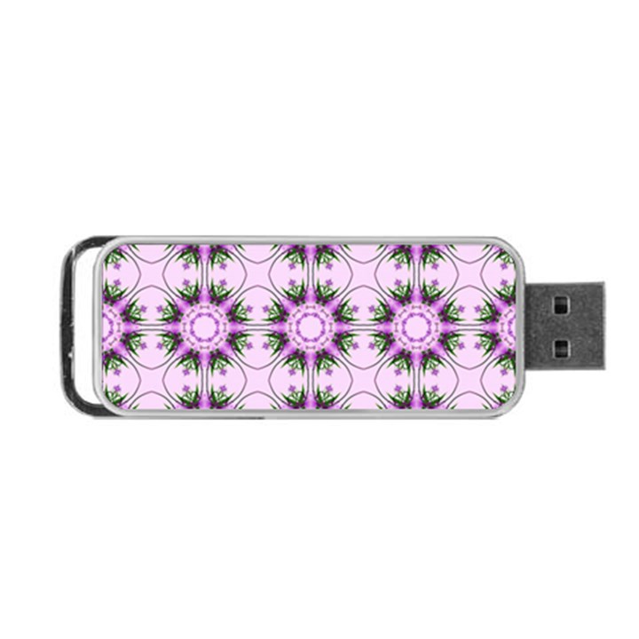 Pretty Pink Floral Purple Seamless Wallpaper Background Portable USB Flash (One Side)