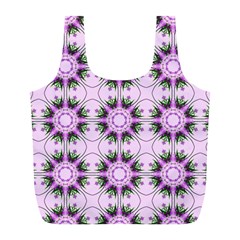 Pretty Pink Floral Purple Seamless Wallpaper Background Full Print Recycle Bags (l) 