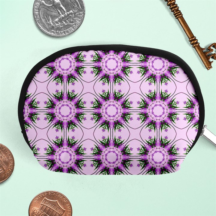 Pretty Pink Floral Purple Seamless Wallpaper Background Accessory Pouches (Medium) 