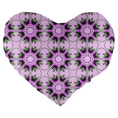 Pretty Pink Floral Purple Seamless Wallpaper Background Large 19  Premium Flano Heart Shape Cushions by Nexatart