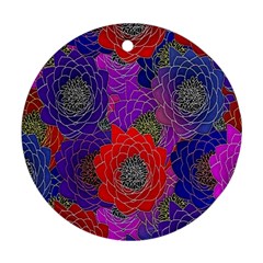 Colorful Background Of Multi Color Floral Pattern Ornament (round)