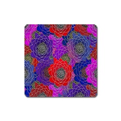 Colorful Background Of Multi Color Floral Pattern Square Magnet by Nexatart