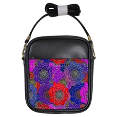 Colorful Background Of Multi Color Floral Pattern Girls Sling Bags by Nexatart