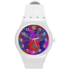 Colorful Background Of Multi Color Floral Pattern Round Plastic Sport Watch (m) by Nexatart