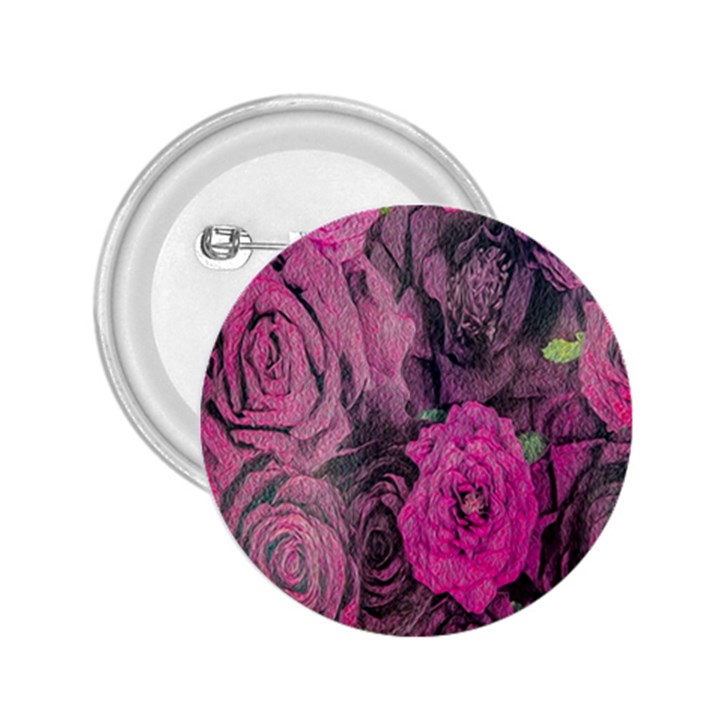 Oil Painting Flowers Background 2.25  Buttons