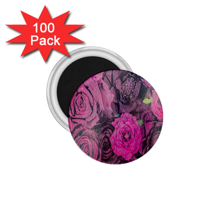 Oil Painting Flowers Background 1.75  Magnets (100 pack) 