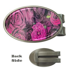 Oil Painting Flowers Background Money Clips (oval) 