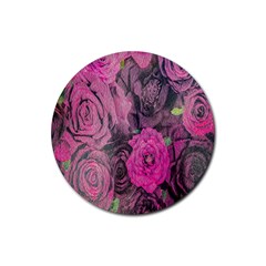 Oil Painting Flowers Background Rubber Round Coaster (4 Pack)  by Nexatart