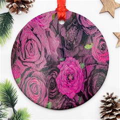 Oil Painting Flowers Background Round Ornament (two Sides) by Nexatart