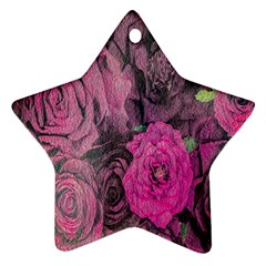 Oil Painting Flowers Background Star Ornament (two Sides) by Nexatart