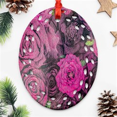 Oil Painting Flowers Background Ornament (oval Filigree) by Nexatart