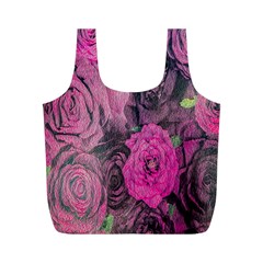 Oil Painting Flowers Background Full Print Recycle Bags (m)  by Nexatart