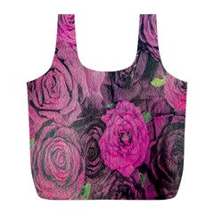 Oil Painting Flowers Background Full Print Recycle Bags (l)  by Nexatart