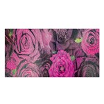 Oil Painting Flowers Background Satin Shawl Front