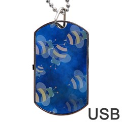 Seamless Bee Tile Cartoon Tilable Design Dog Tag Usb Flash (one Side) by Nexatart