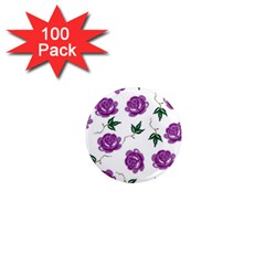 Purple Roses Pattern Wallpaper Background Seamless Design Illustration 1  Mini Magnets (100 Pack)  by Nexatart