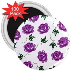 Purple Roses Pattern Wallpaper Background Seamless Design Illustration 3  Magnets (100 Pack) by Nexatart