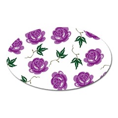 Purple Roses Pattern Wallpaper Background Seamless Design Illustration Oval Magnet by Nexatart